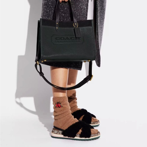 NWT Coach Leather Field Tote 30 In Colorblock With Coach Badge-Amazon Green Mult - Picture 12 of 12